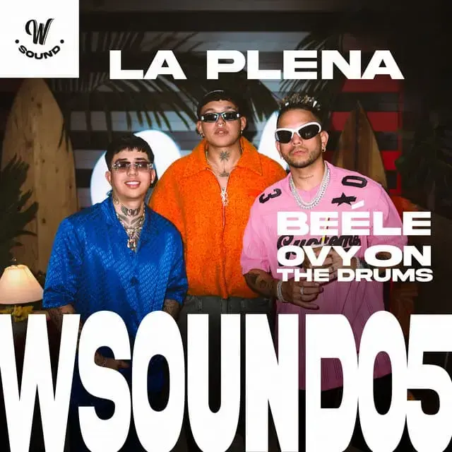 Foto de la portada del álbum La Plena de la W Sound 05, con un fondo colorido y el logo de la marca.
